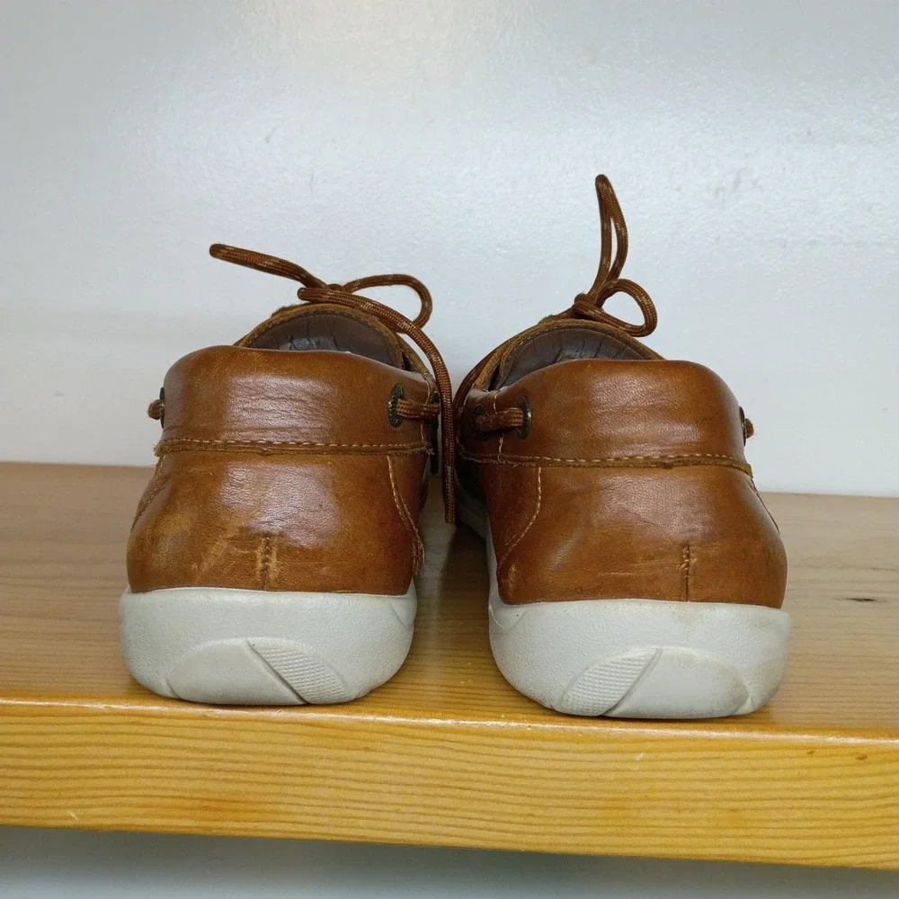 SAS Boat Shoe Decksider Lace Up Brown Leather 10 M Tripad Comfort Moccasin USA